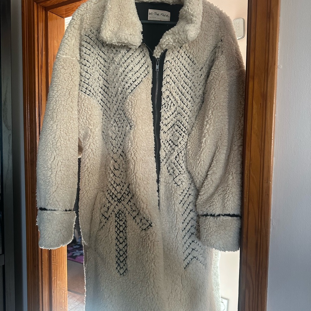 We The Free Cream Teddy Jacket with Black Details